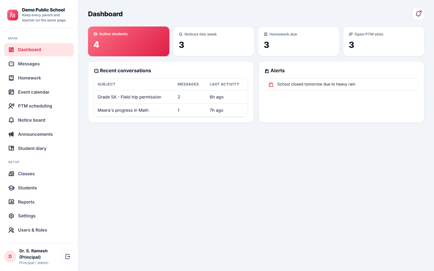 Parent-Teacher Communication App screenshot