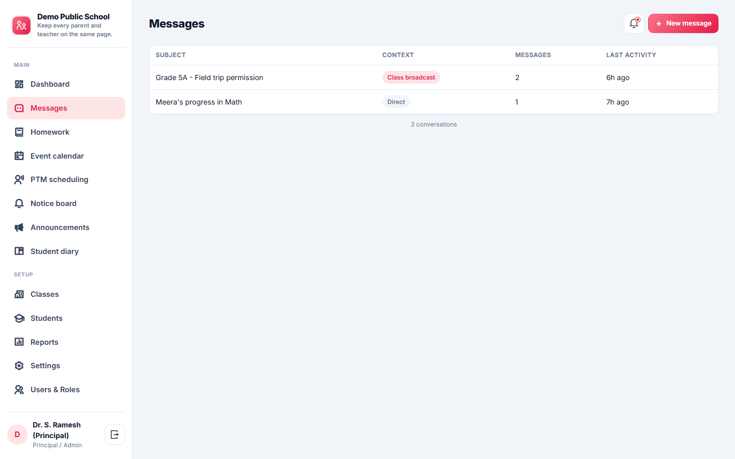 Parent-Teacher Communication App screenshot