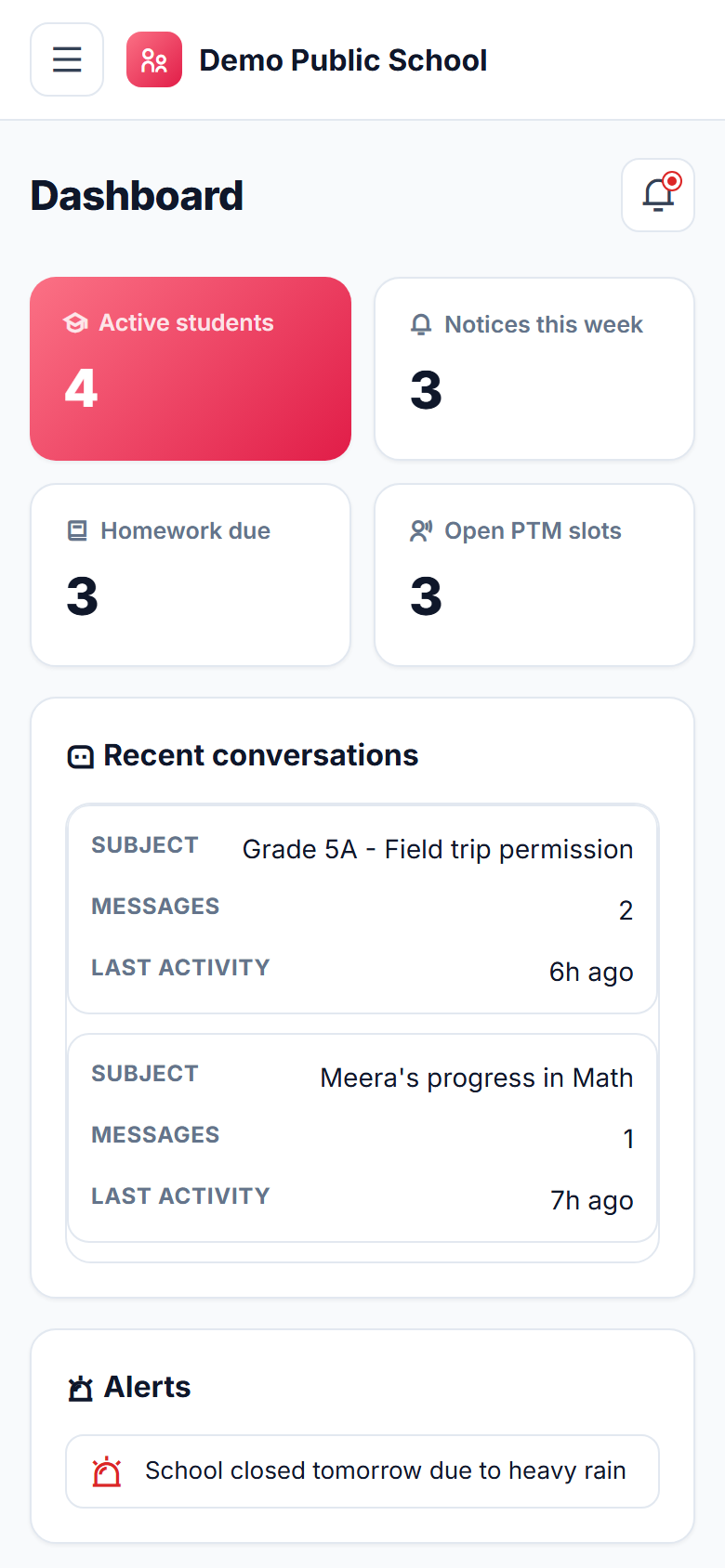 Parent-Teacher Communication App screenshot