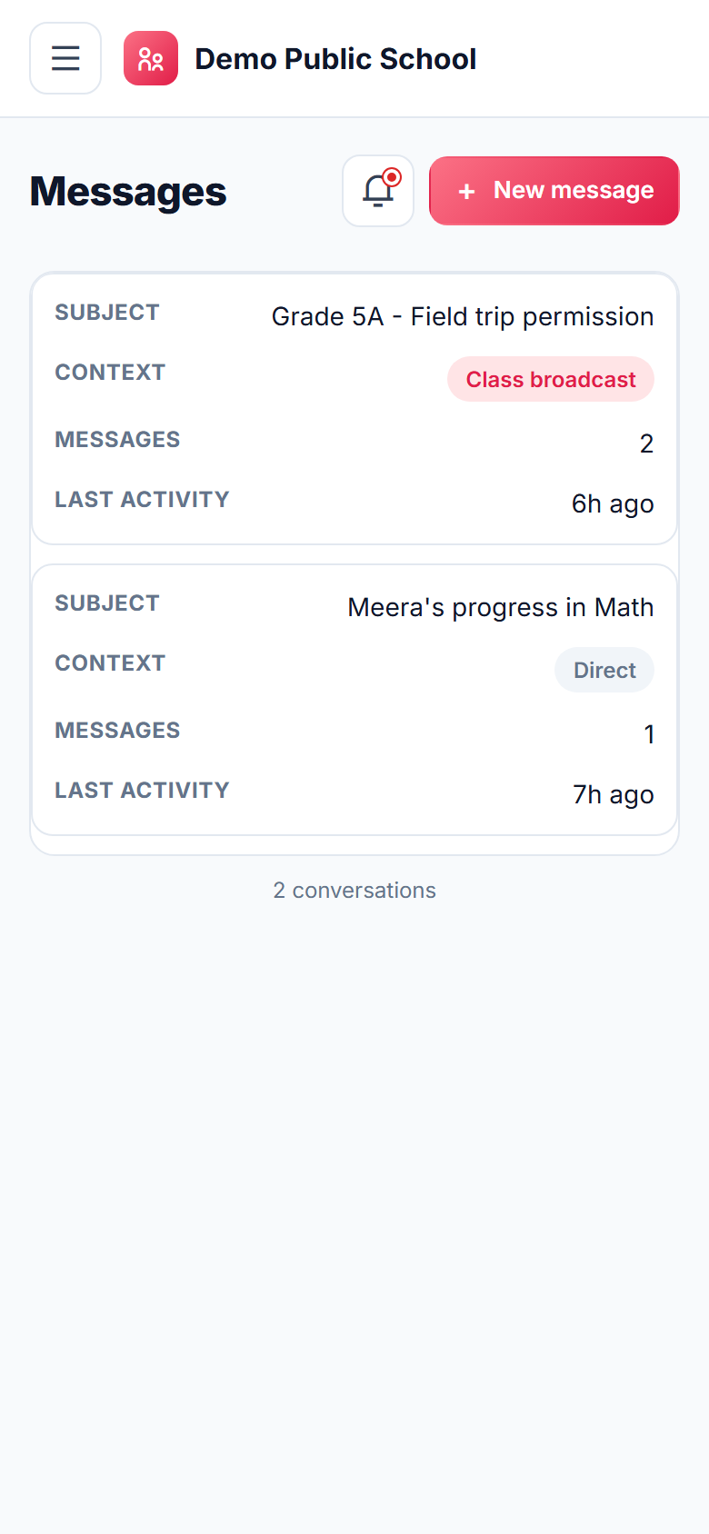 Parent-Teacher Communication App screenshot