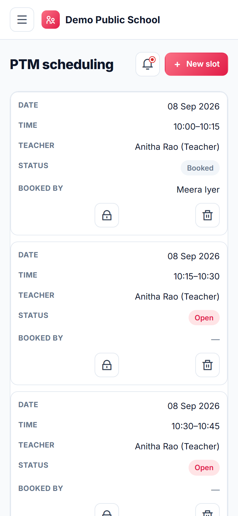 Parent-Teacher Communication App screenshot