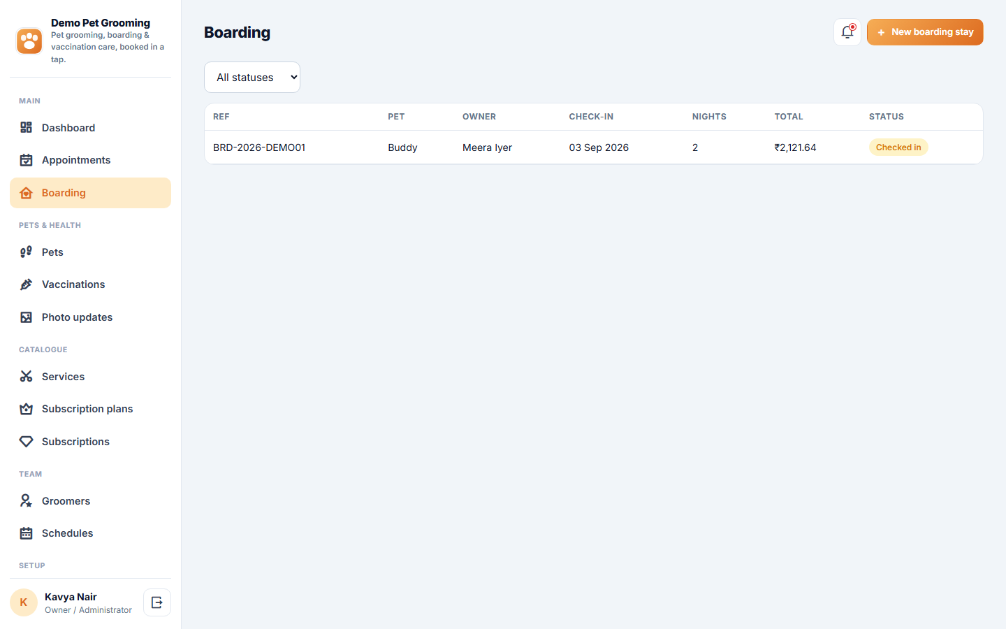 Pet Grooming, Boarding and Daycare Booking Software screenshot