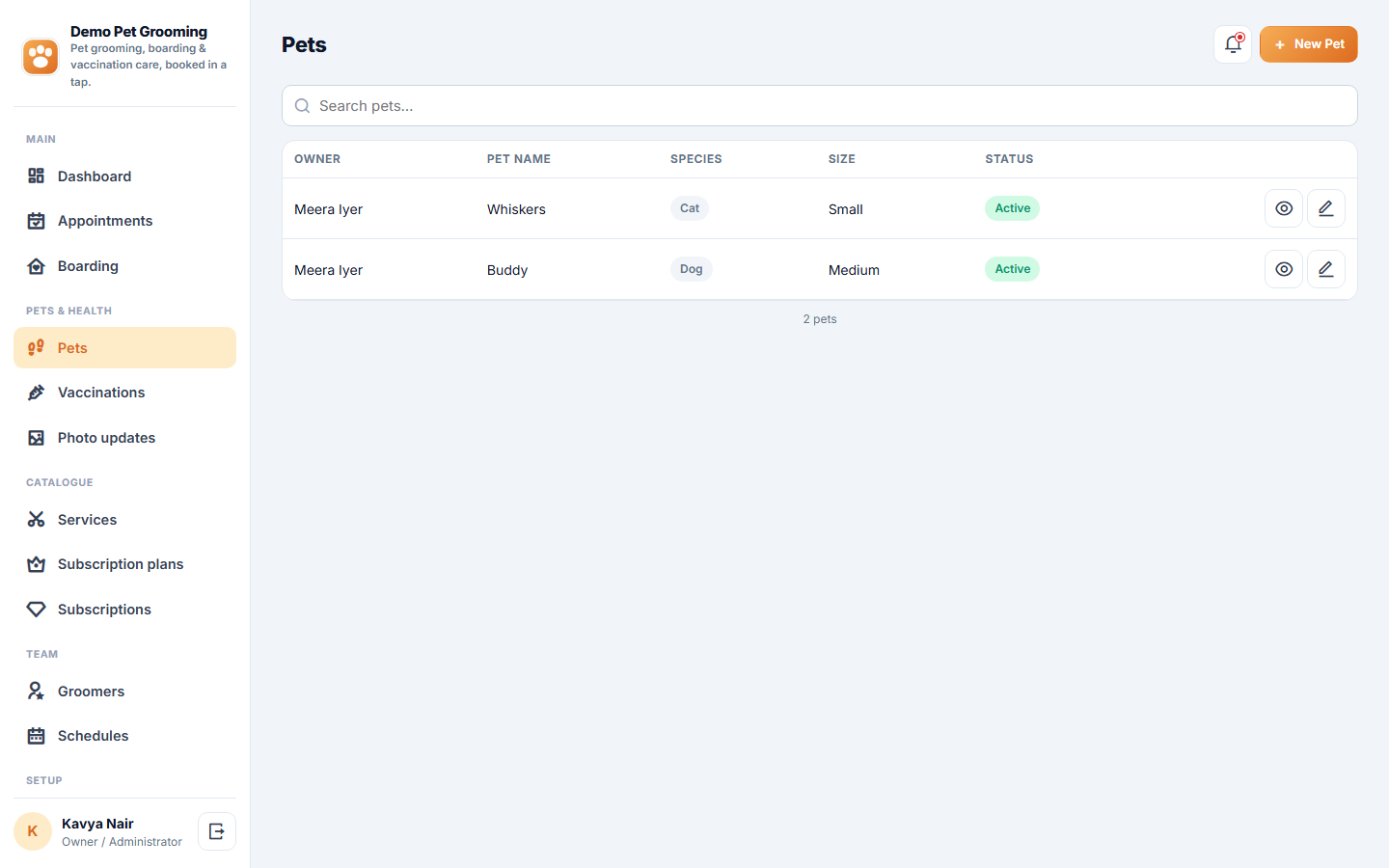 Pet Grooming, Boarding and Daycare Booking Software screenshot