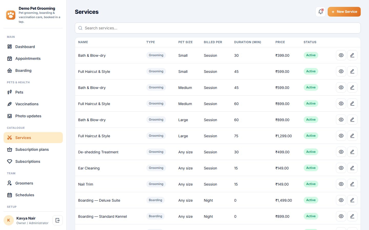 Pet Grooming, Boarding and Daycare Booking Software screenshot