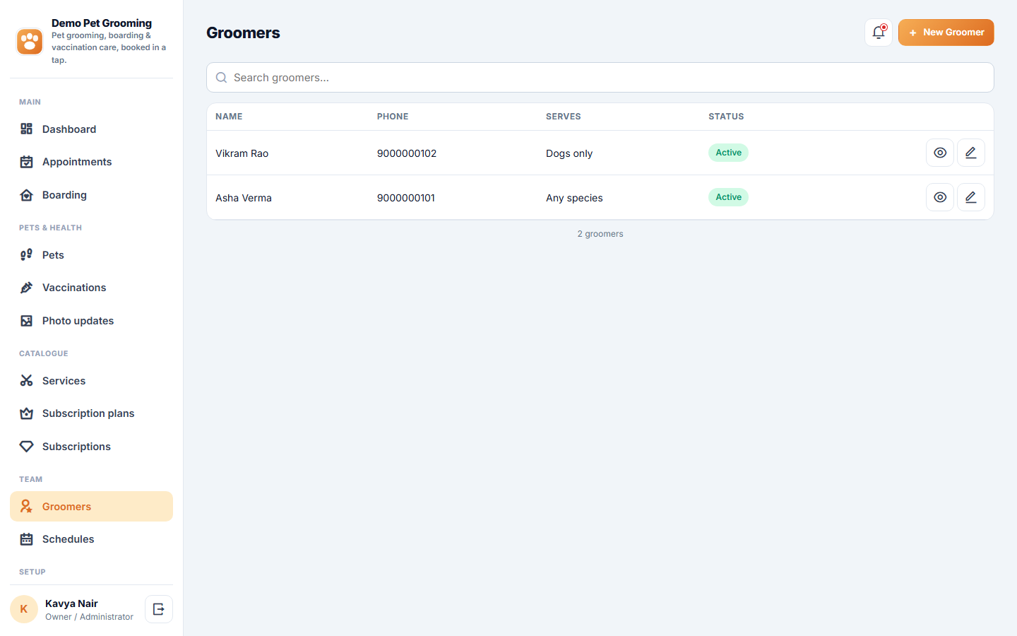 Pet Grooming, Boarding and Daycare Booking Software screenshot