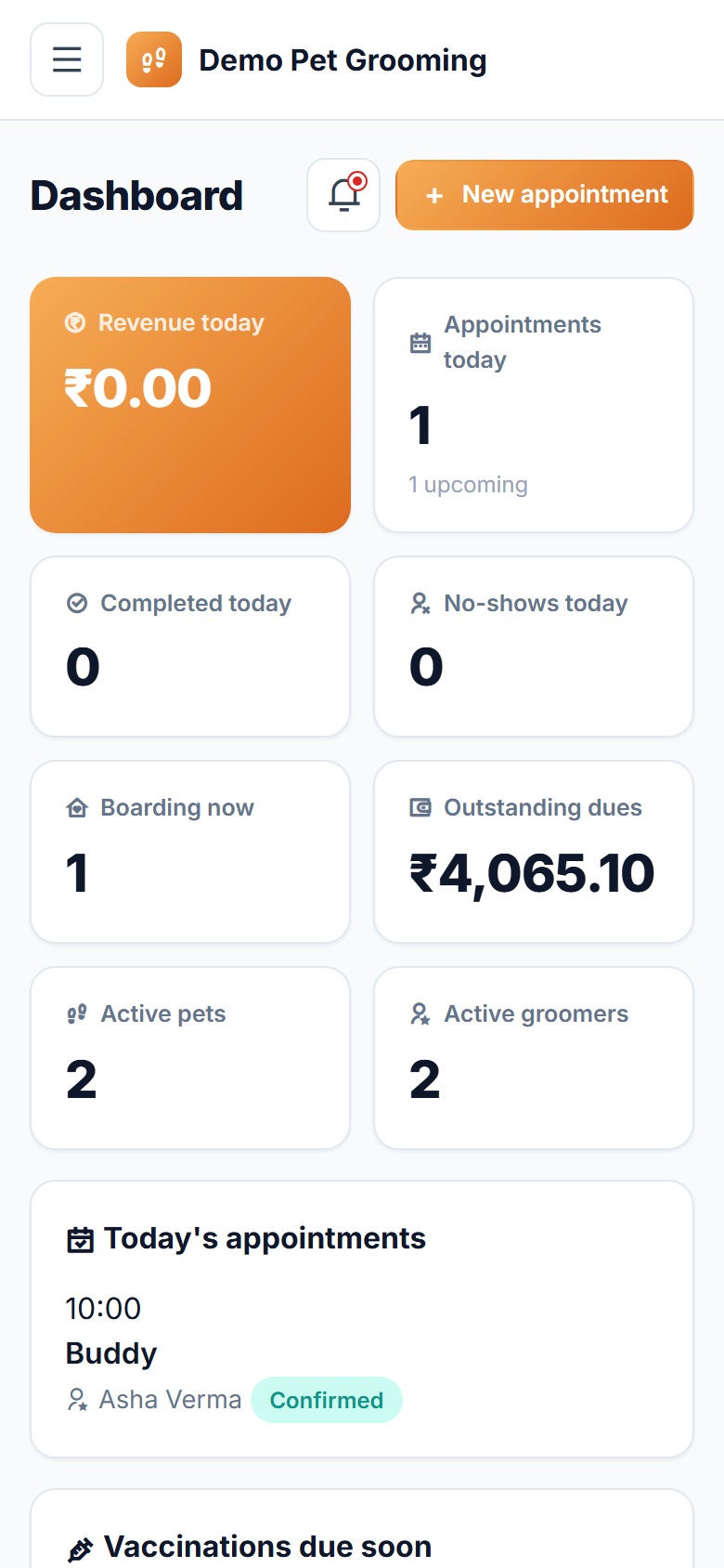 Pet Grooming, Boarding and Daycare Booking Software screenshot