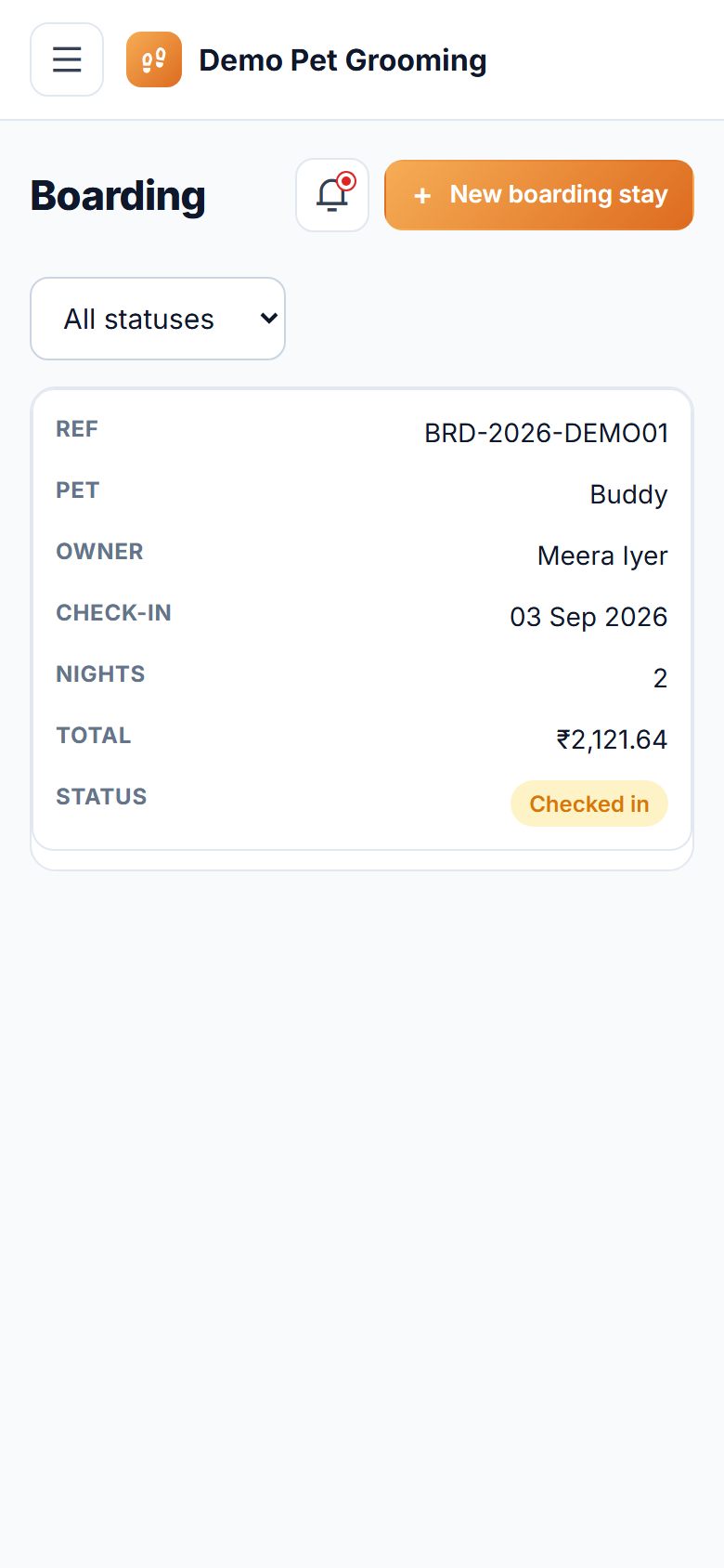 Pet Grooming, Boarding and Daycare Booking Software screenshot