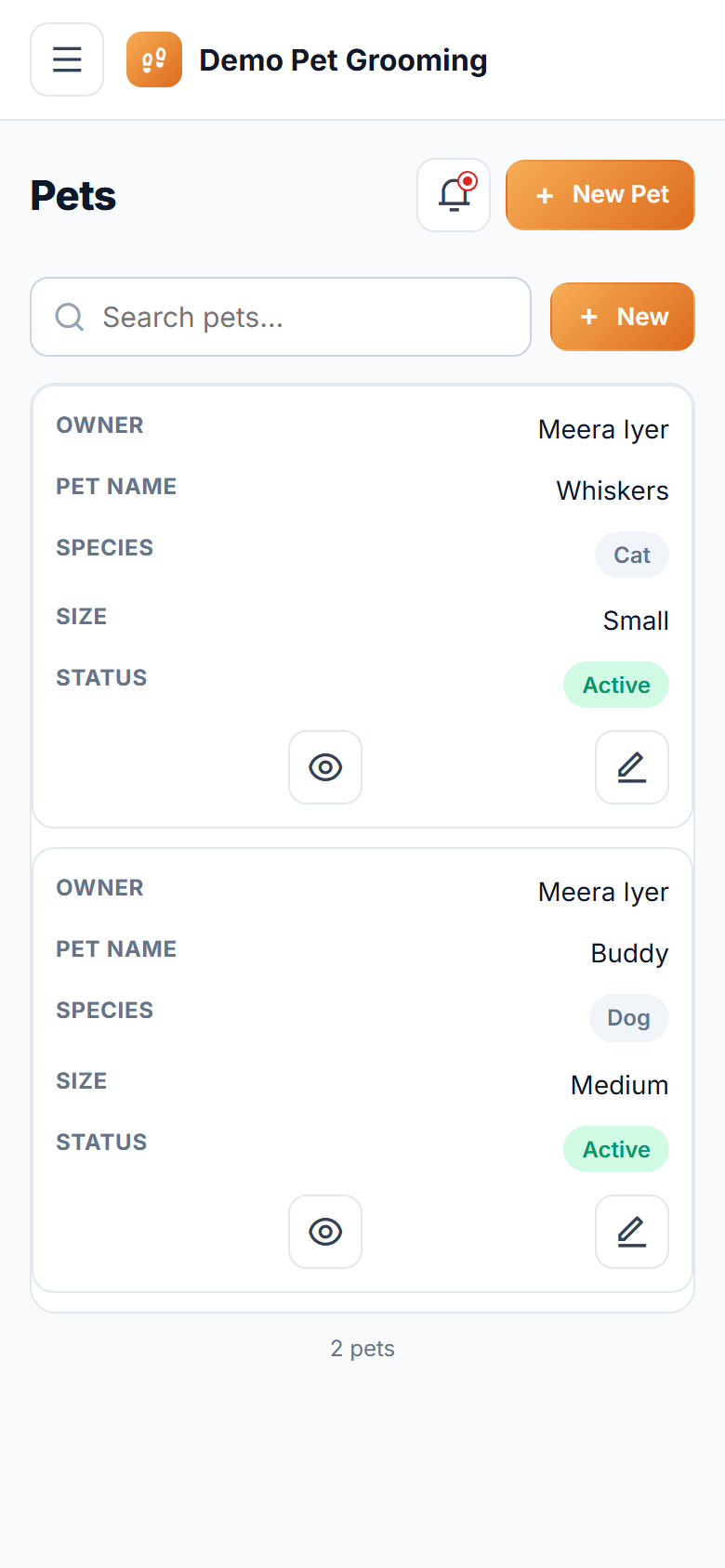 Pet Grooming, Boarding and Daycare Booking Software screenshot