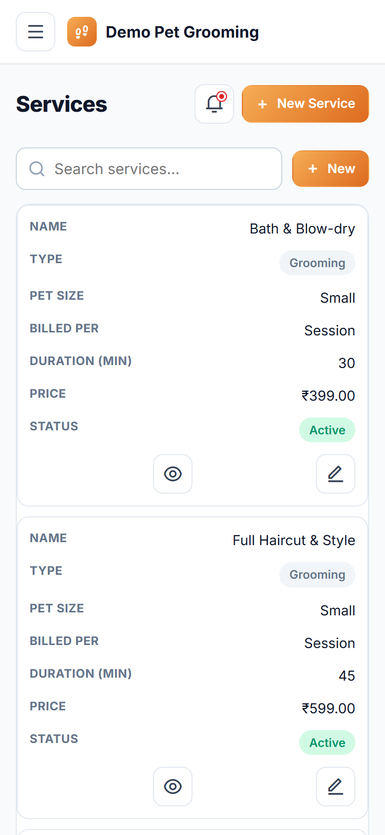 Pet Grooming, Boarding and Daycare Booking Software screenshot