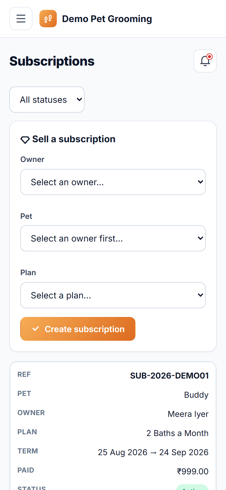 Pet Grooming, Boarding and Daycare Booking Software screenshot