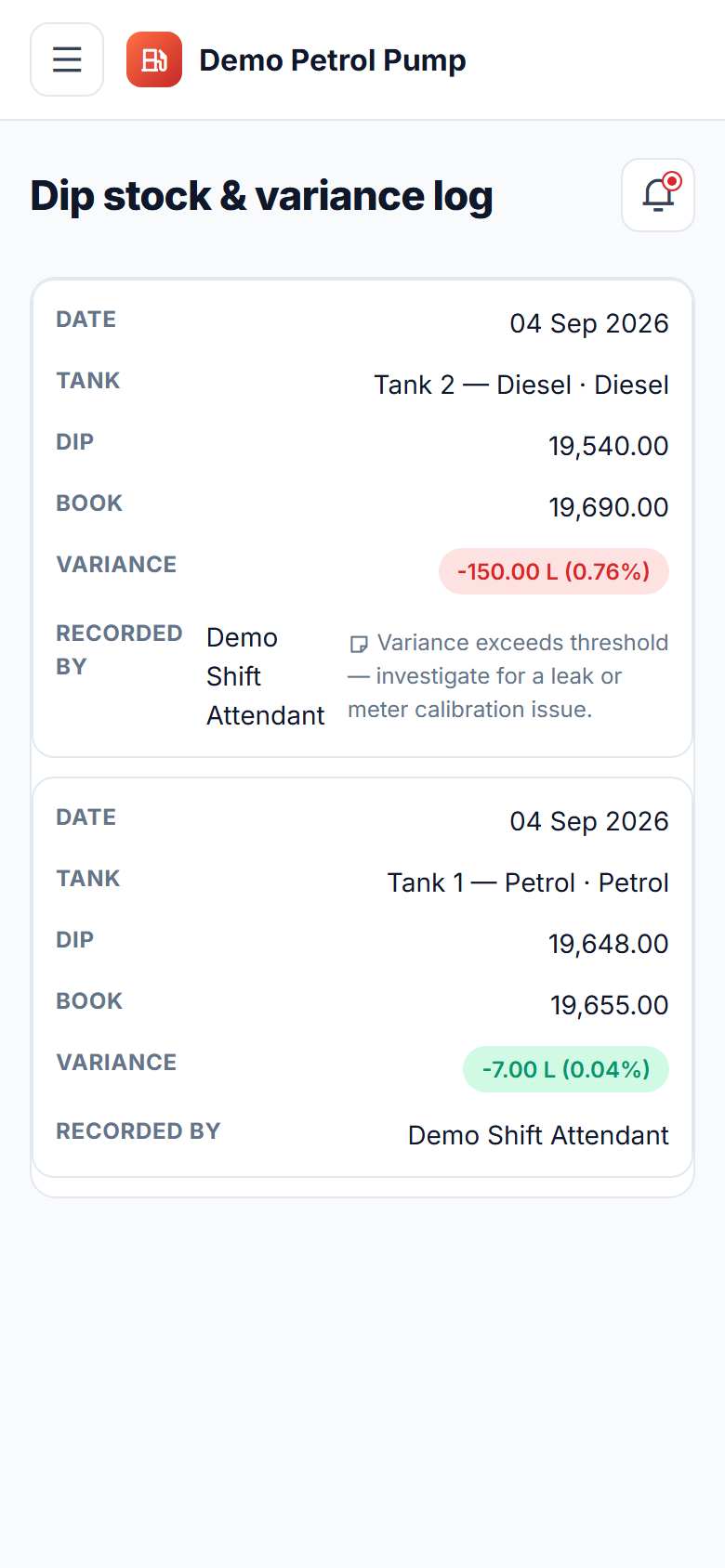 Petrol Pump Management Software screenshot