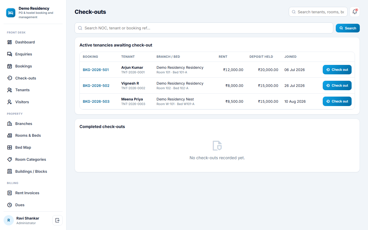 PG and Hostel Booking and Management Software screenshot