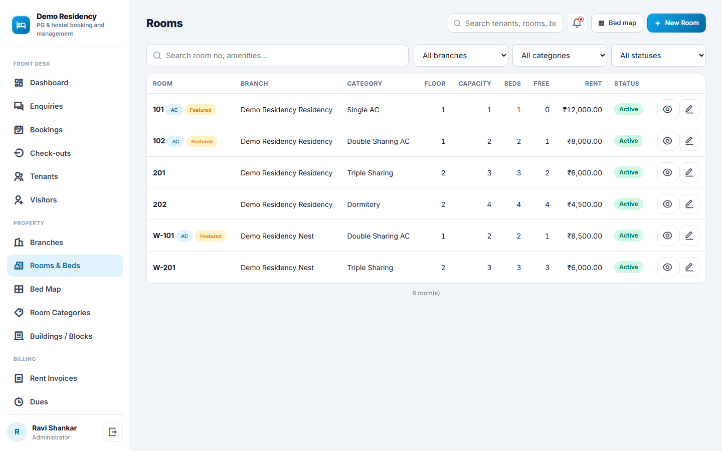 PG and Hostel Booking and Management Software screenshot