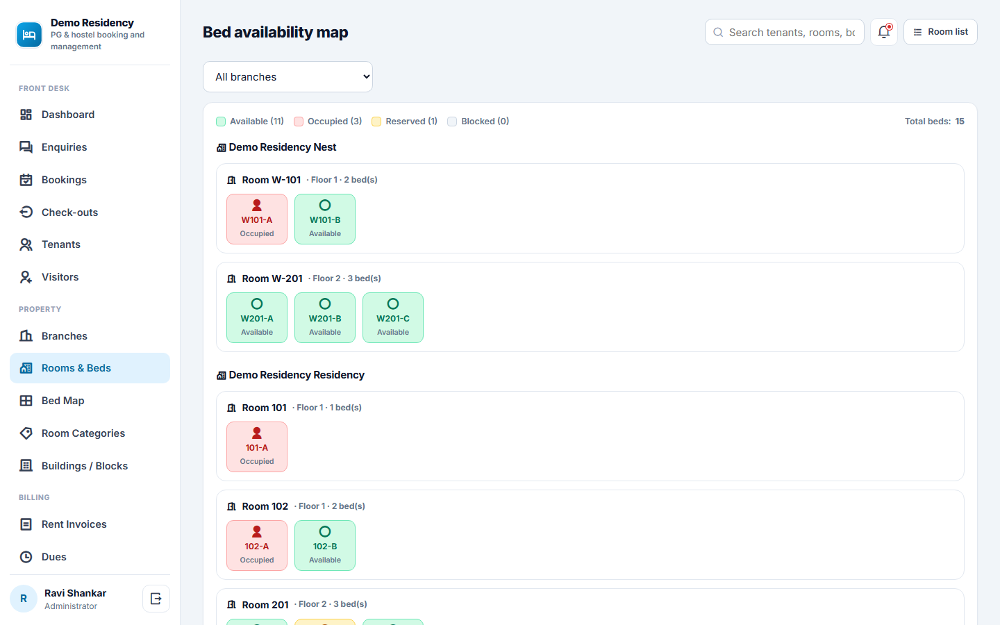 PG and Hostel Booking and Management Software screenshot