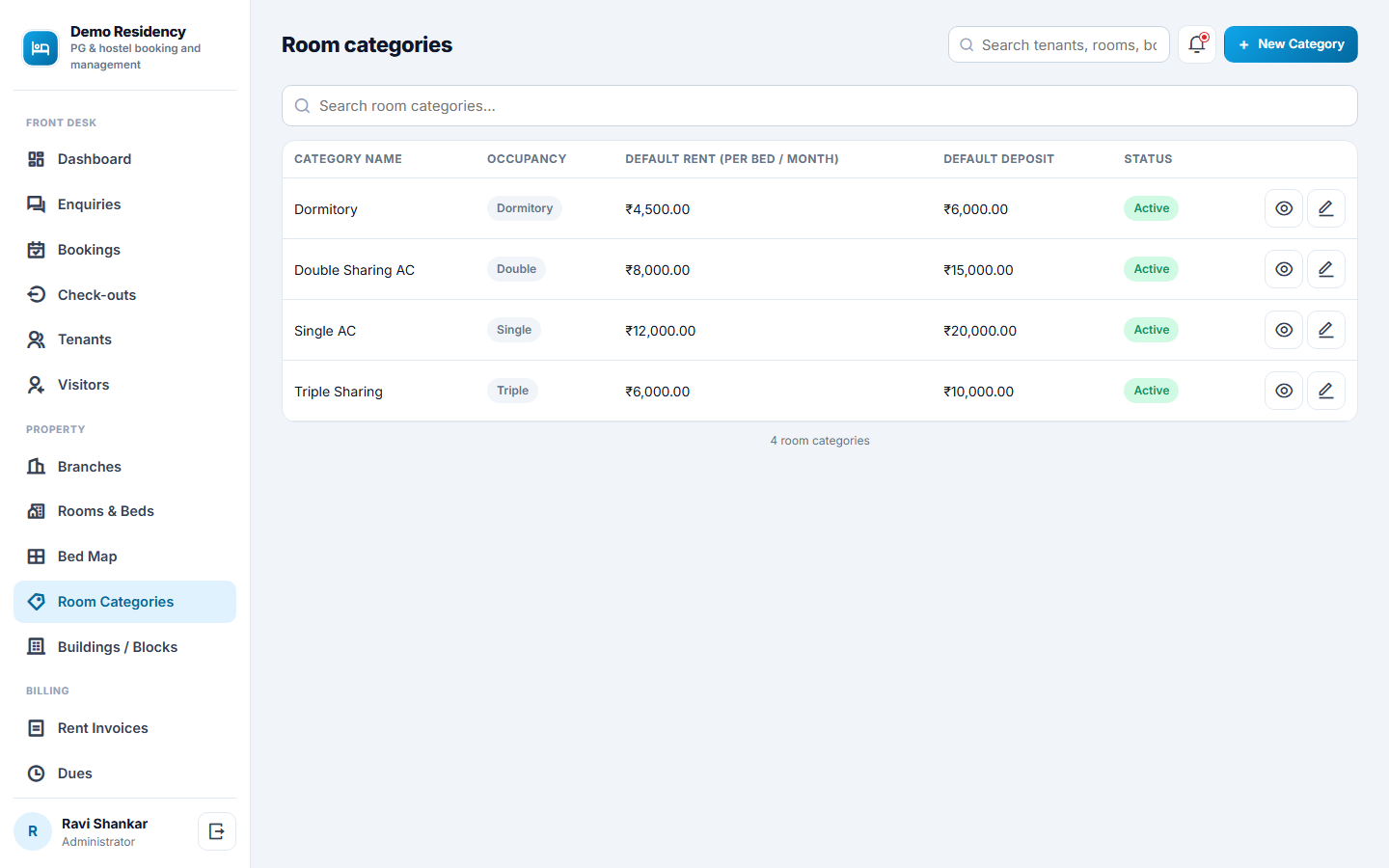 PG and Hostel Booking and Management Software screenshot