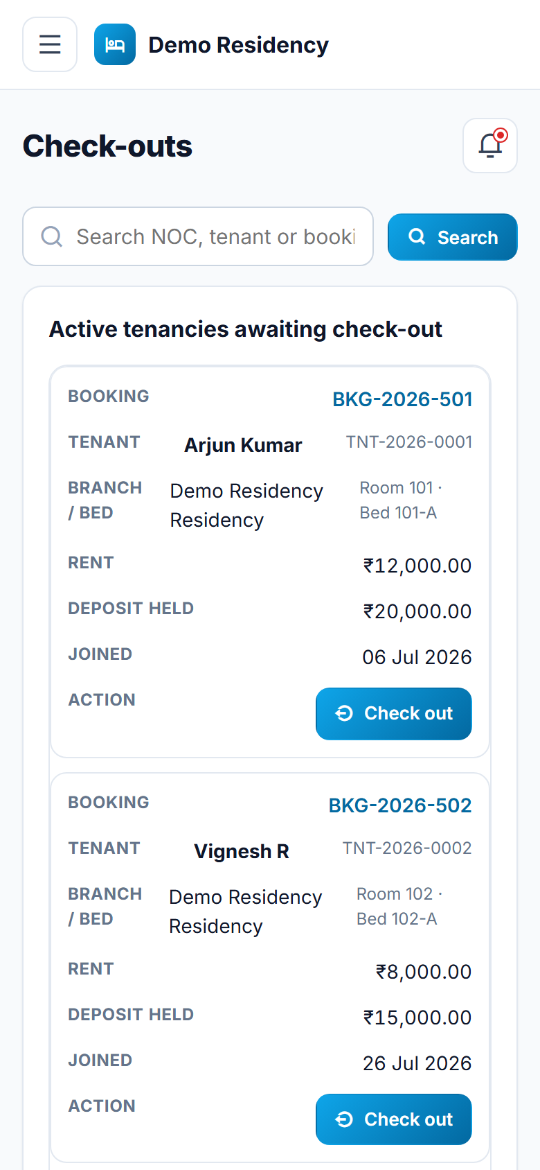 PG and Hostel Booking and Management Software screenshot