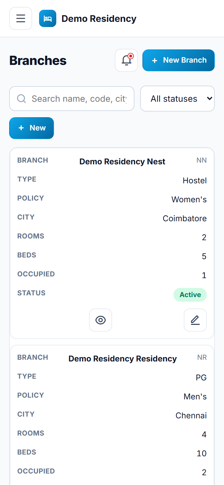 PG and Hostel Booking and Management Software screenshot