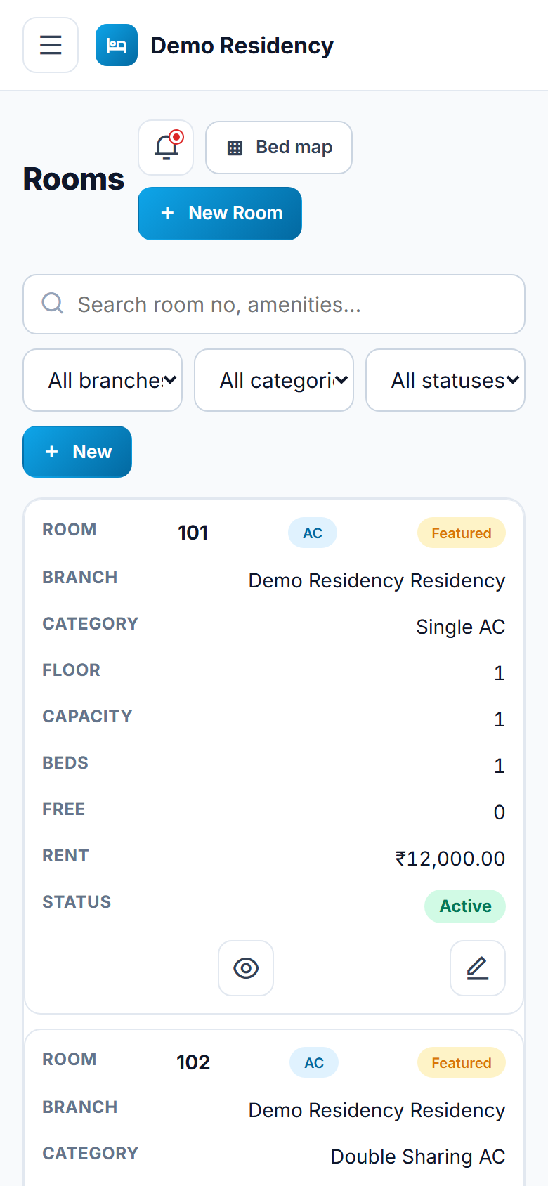 PG and Hostel Booking and Management Software screenshot