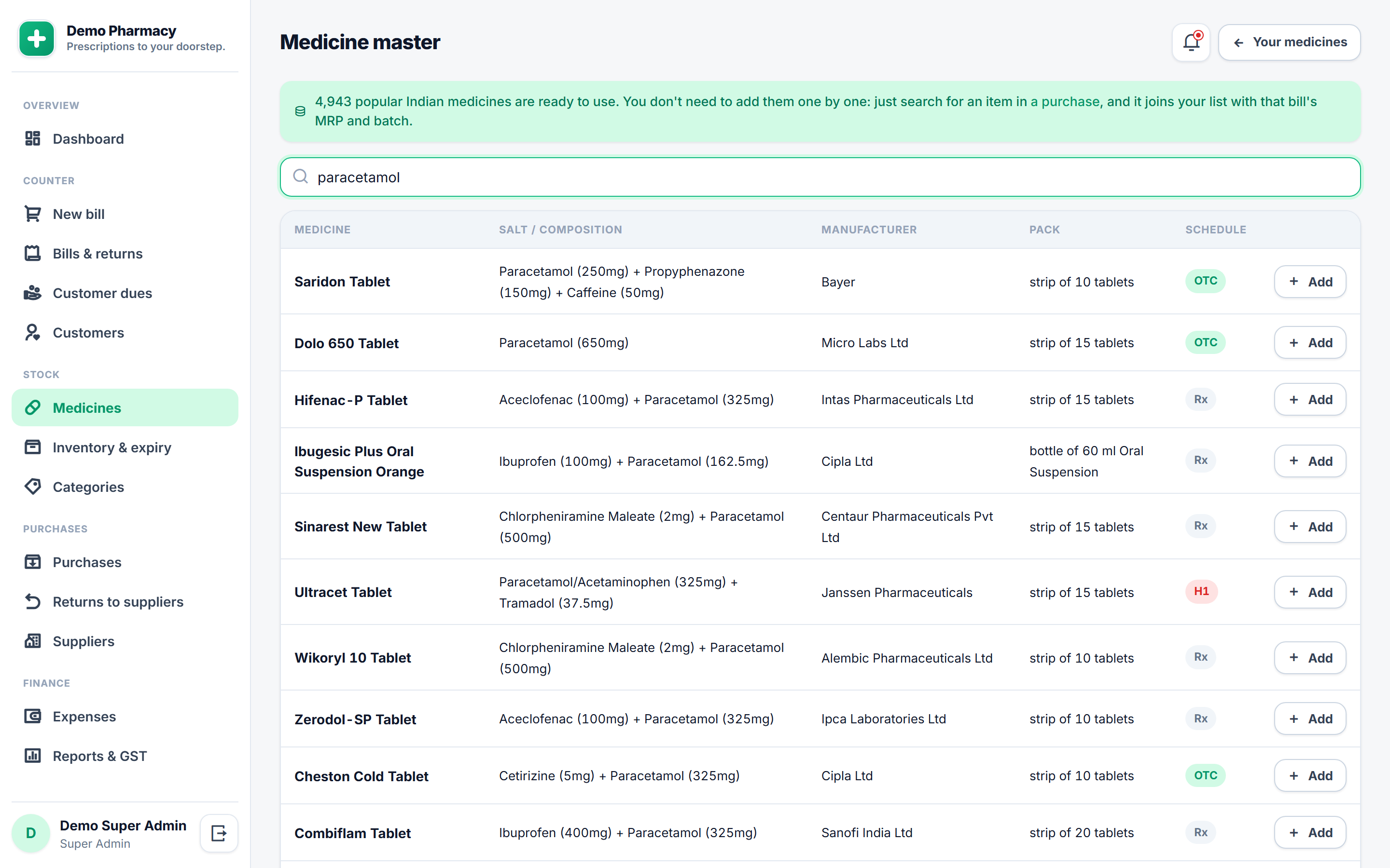 Pharmacy and Medical Store Billing Software screenshot