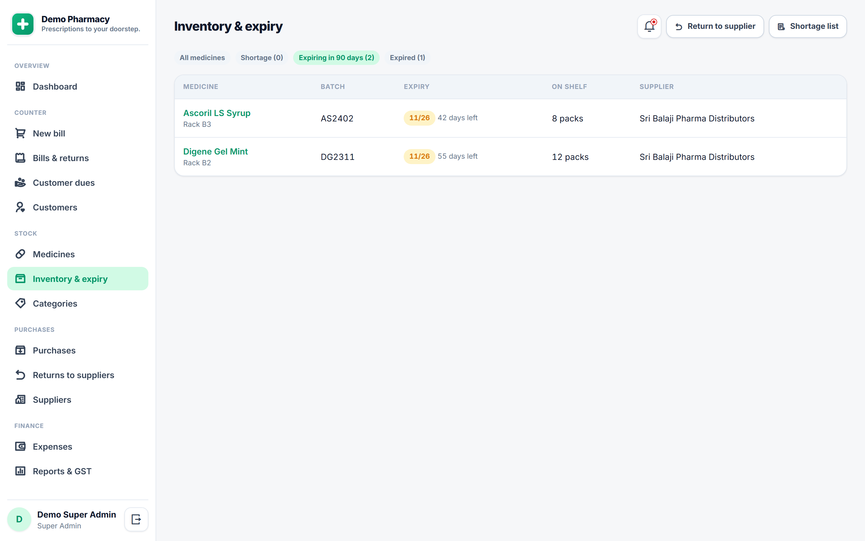 Pharmacy and Medical Store Billing Software screenshot