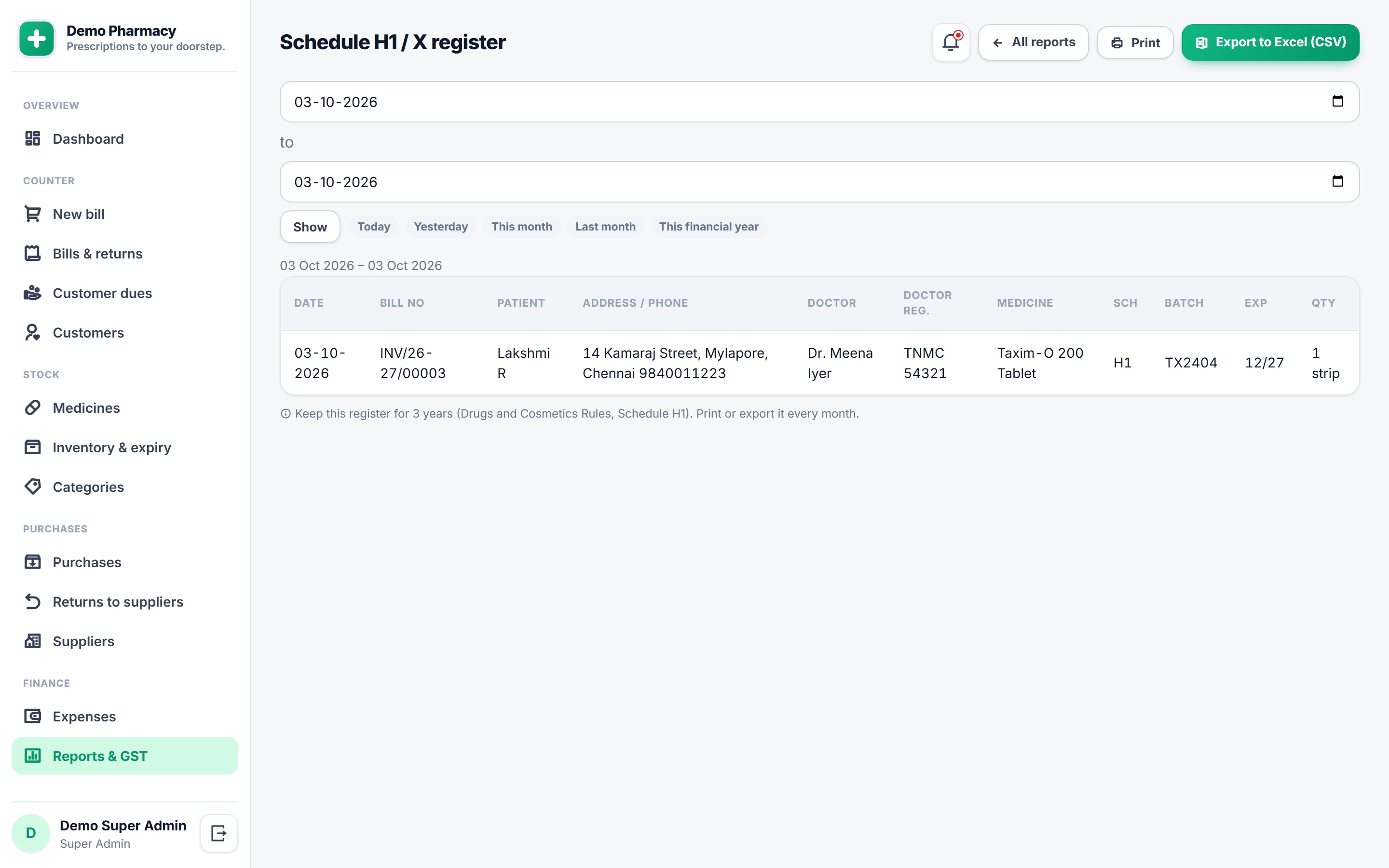 Pharmacy and Medical Store Billing Software screenshot