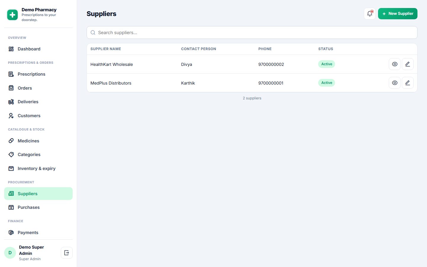 Pharmacy Prescription-upload and Medicine-delivery Software screenshot