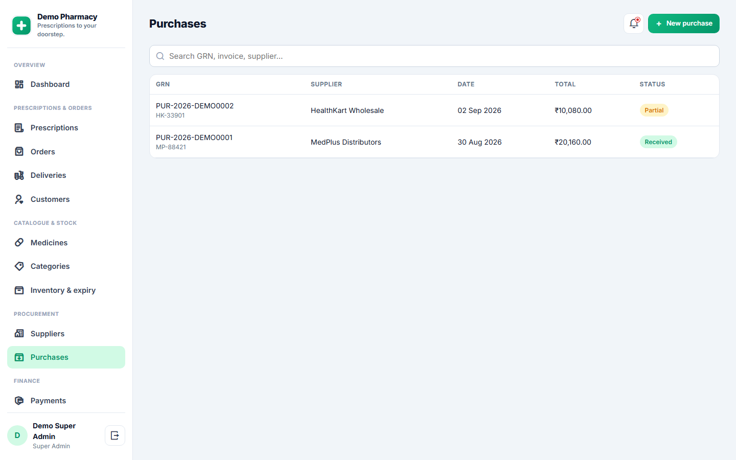 Pharmacy Prescription-upload and Medicine-delivery Software screenshot