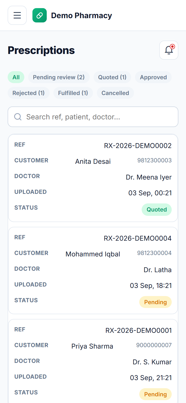 Pharmacy Prescription-upload and Medicine-delivery Software screenshot