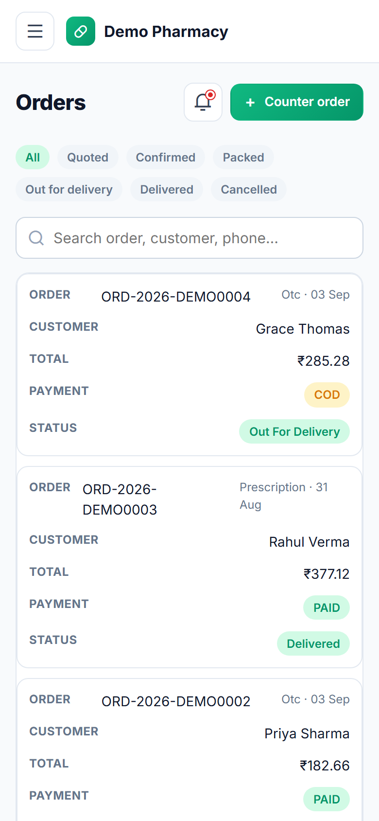 Pharmacy Prescription-upload and Medicine-delivery Software screenshot