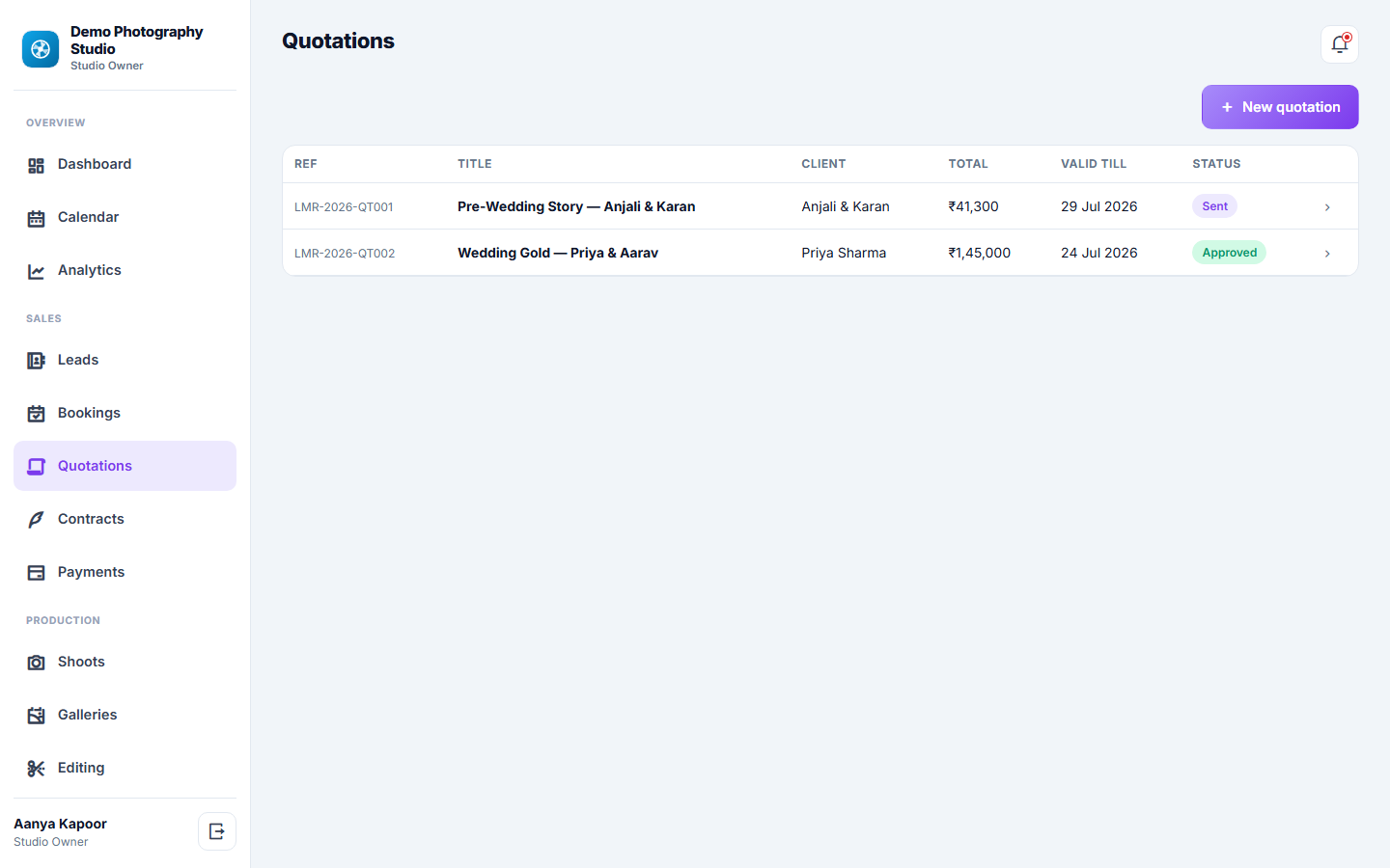 Photography Studio Management & Booking Software screenshot