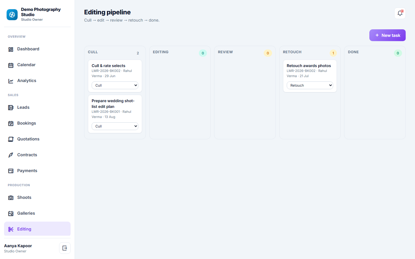 Photography Studio Management & Booking Software screenshot