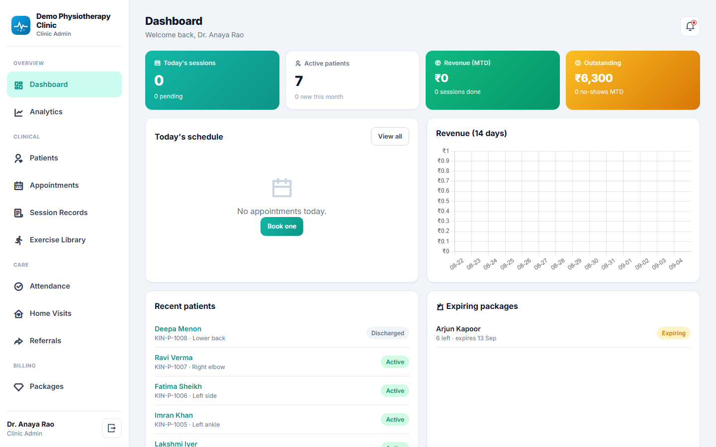 Physiotherapy Clinic Management Software screenshot