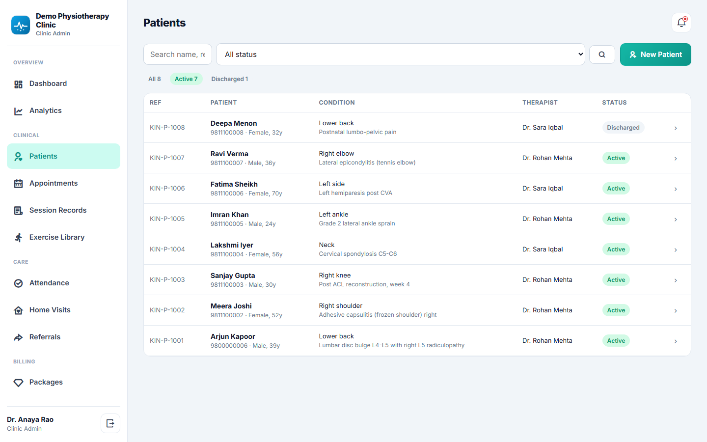 Physiotherapy Clinic Management Software screenshot