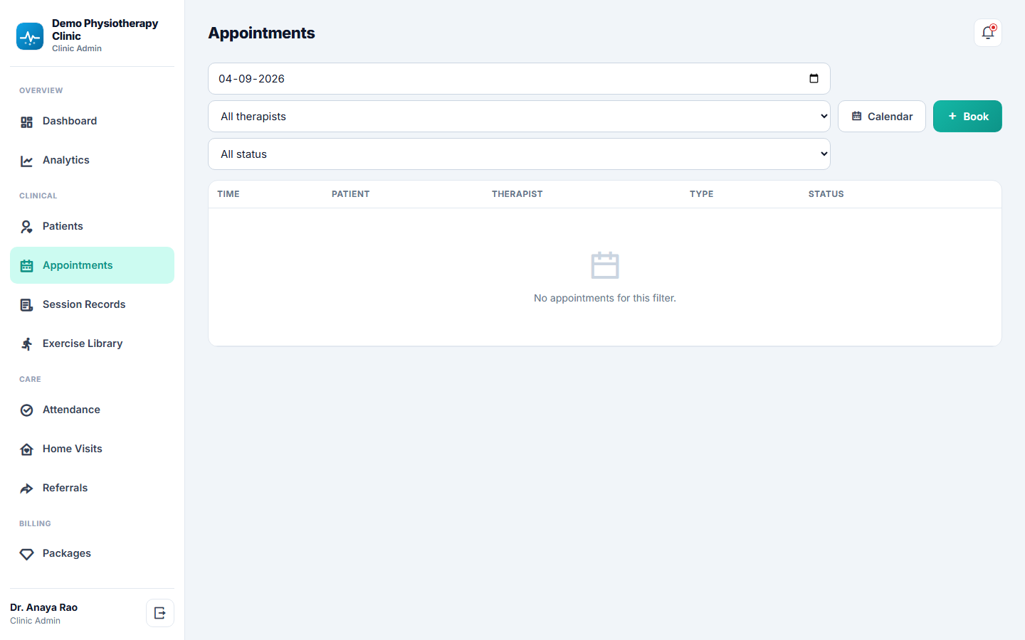 Physiotherapy Clinic Management Software screenshot
