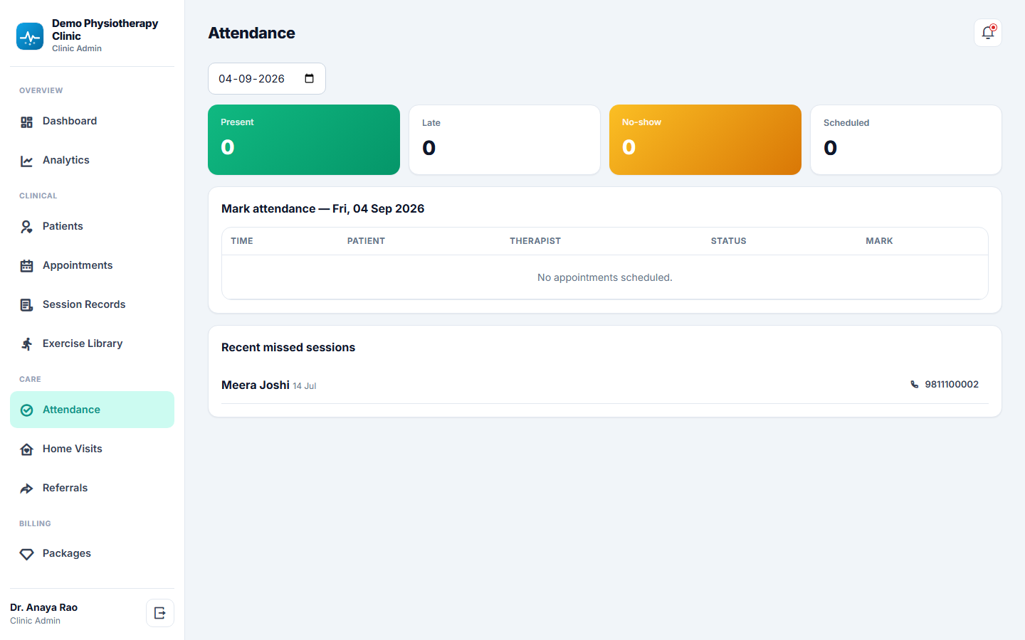 Physiotherapy Clinic Management Software screenshot