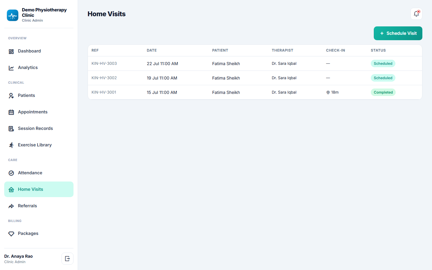 Physiotherapy Clinic Management Software screenshot