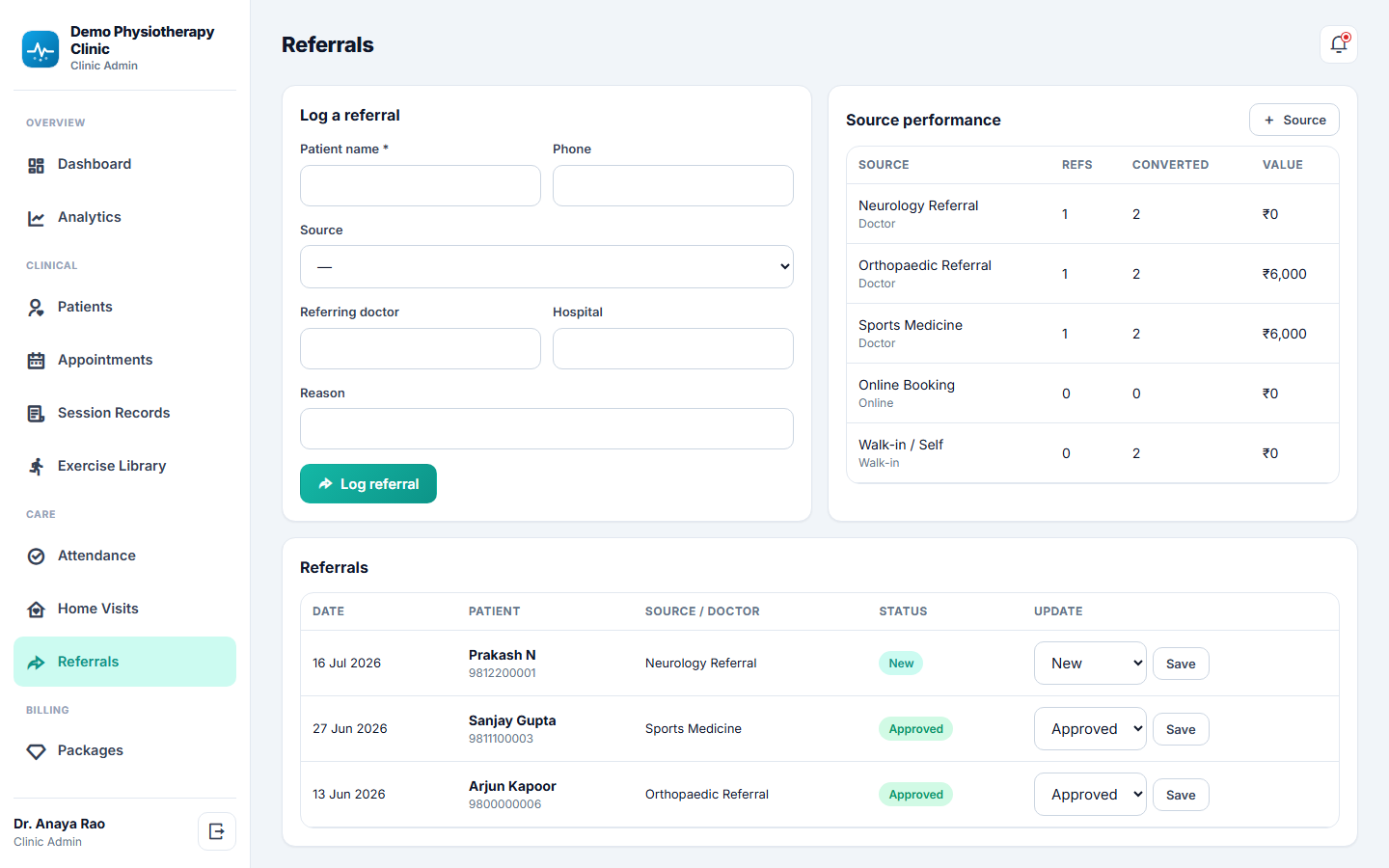 Physiotherapy Clinic Management Software screenshot
