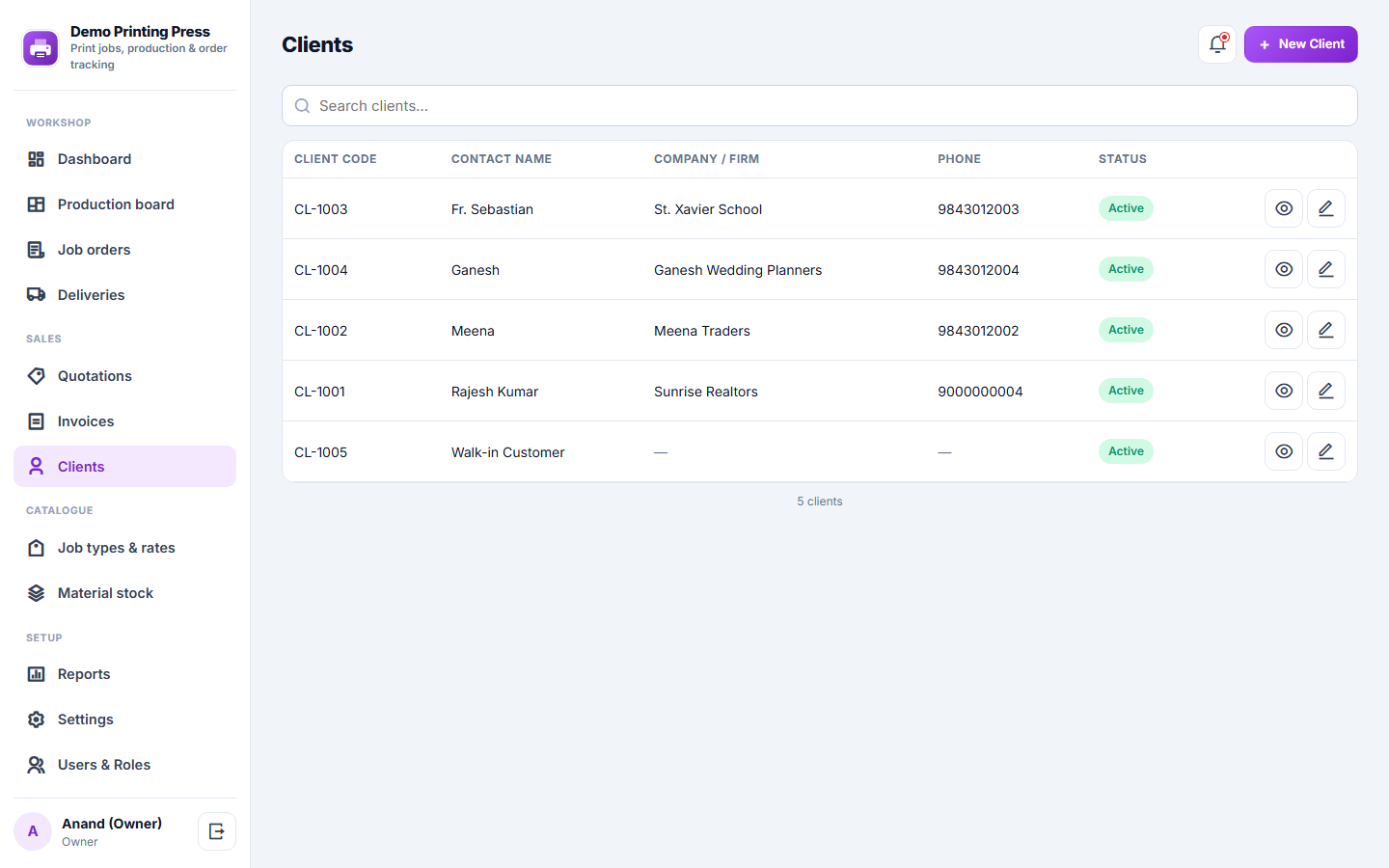 Printing Press Order Management and Job Tracking Software screenshot
