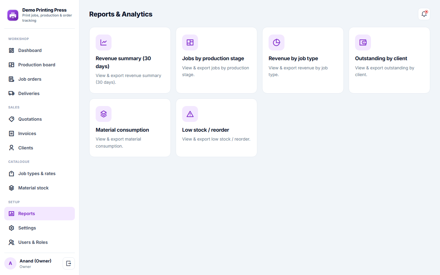 Printing Press Order Management and Job Tracking Software screenshot