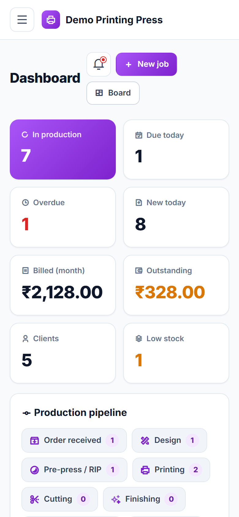 Printing Press Order Management and Job Tracking Software screenshot