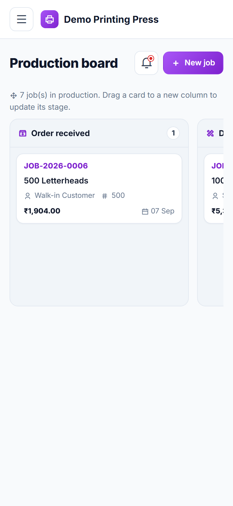 Printing Press Order Management and Job Tracking Software screenshot