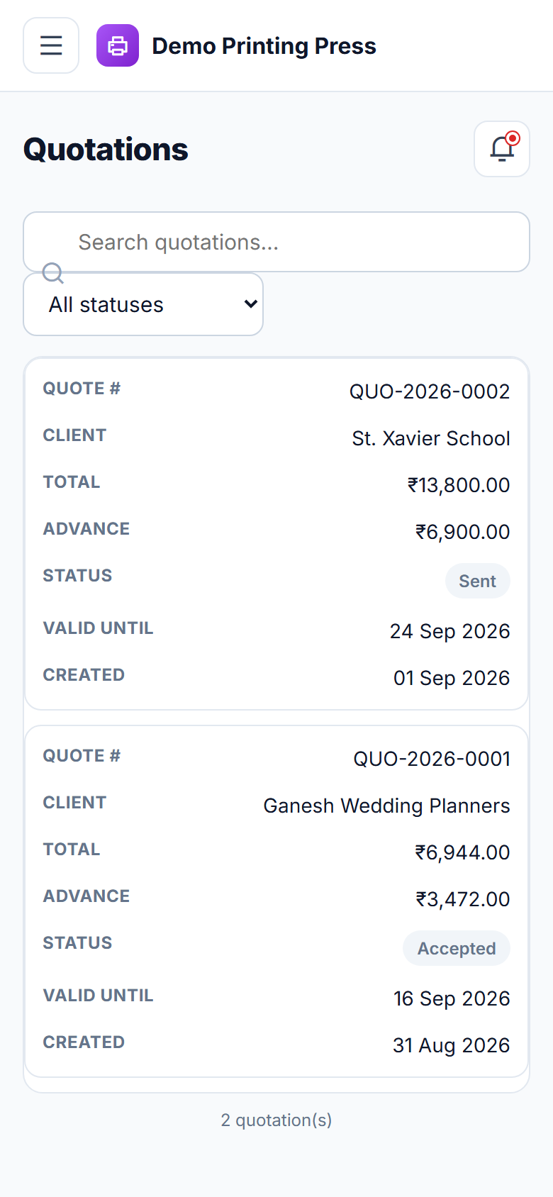 Printing Press Order Management and Job Tracking Software screenshot
