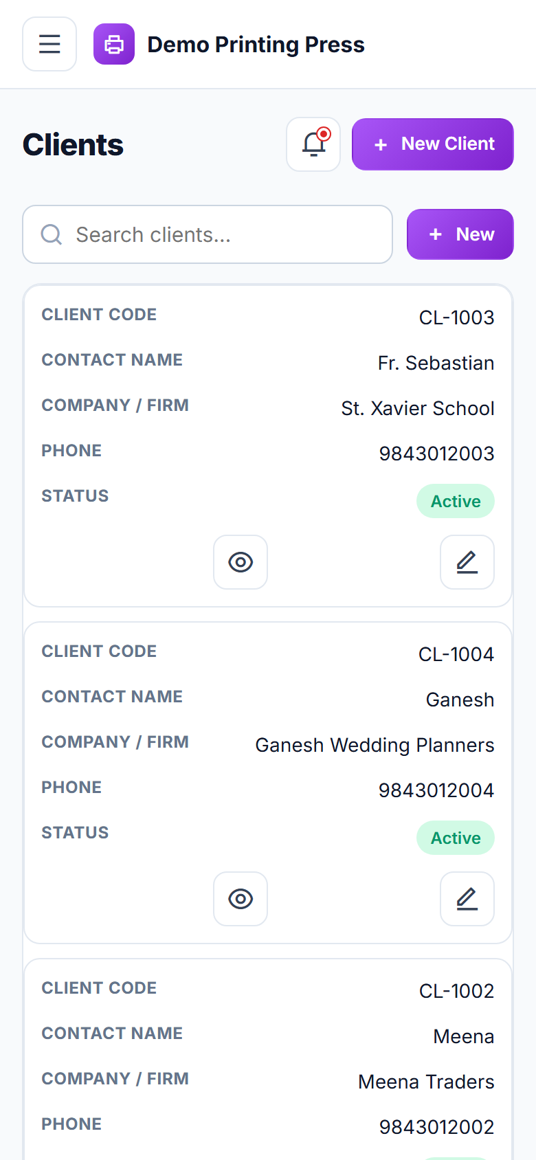 Printing Press Order Management and Job Tracking Software screenshot
