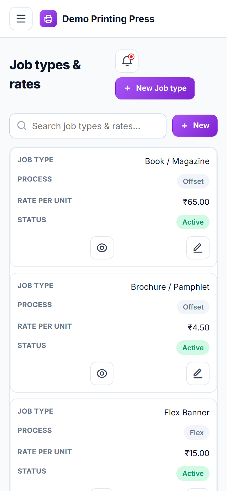 Printing Press Order Management and Job Tracking Software screenshot