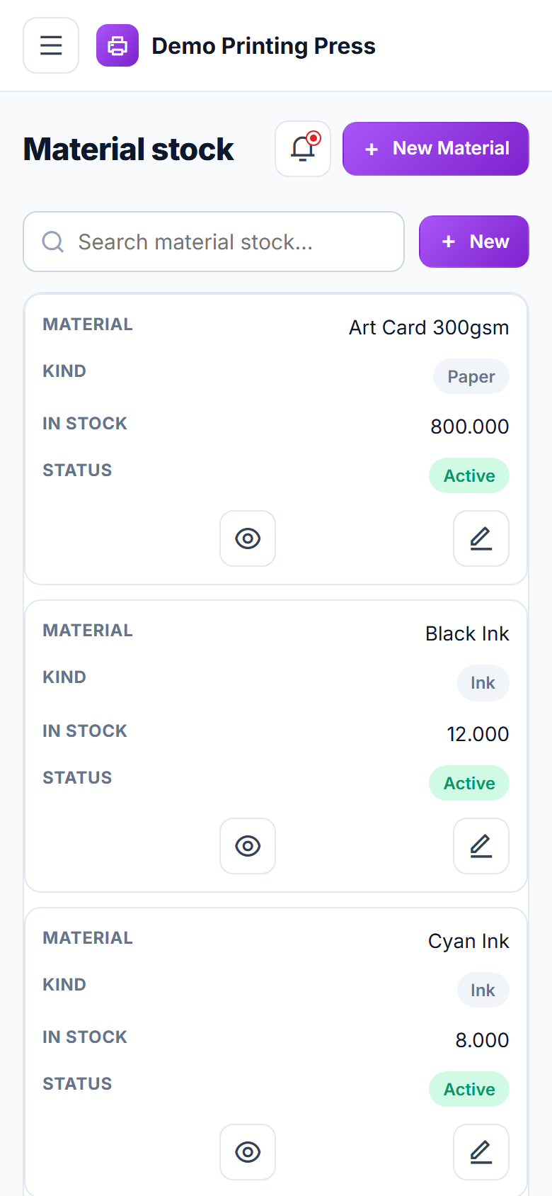 Printing Press Order Management and Job Tracking Software screenshot