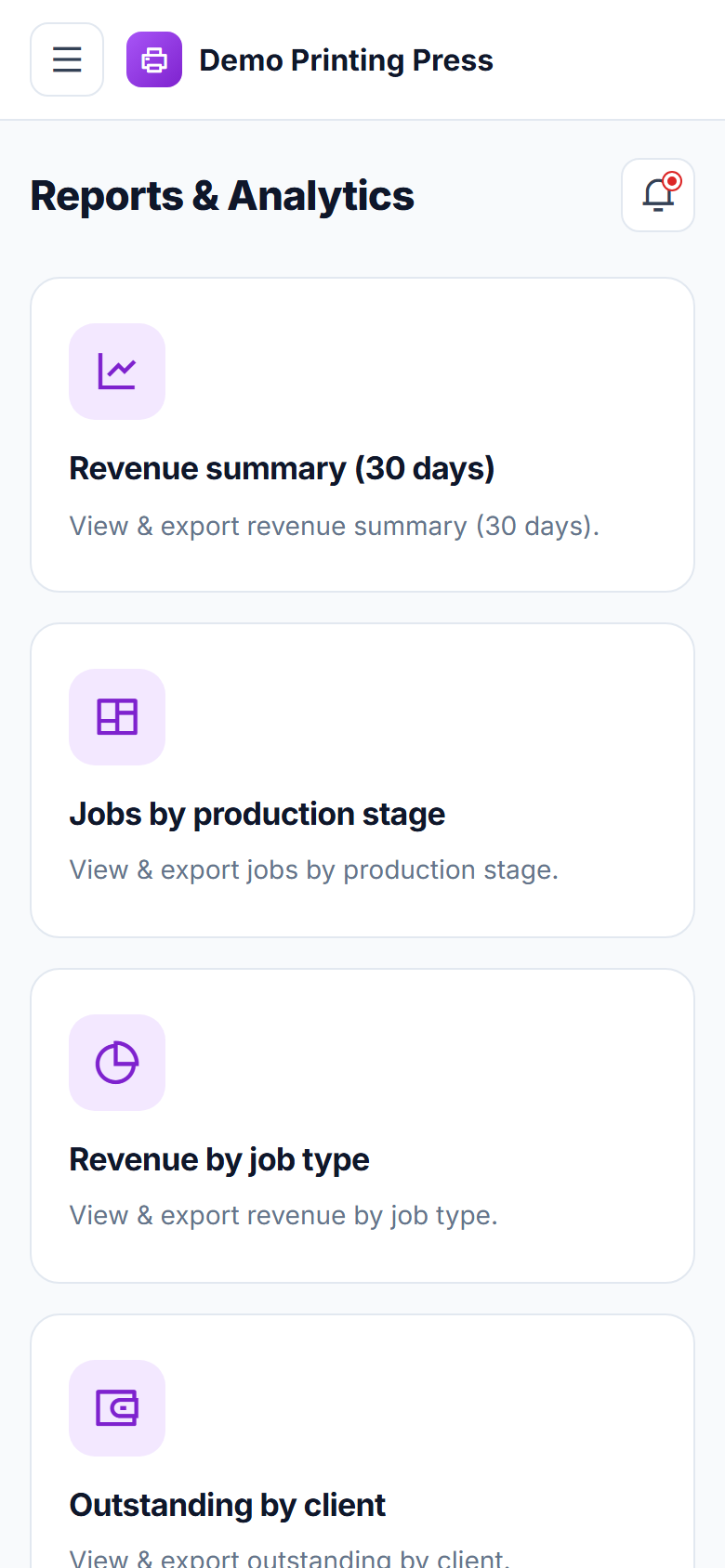 Printing Press Order Management and Job Tracking Software screenshot