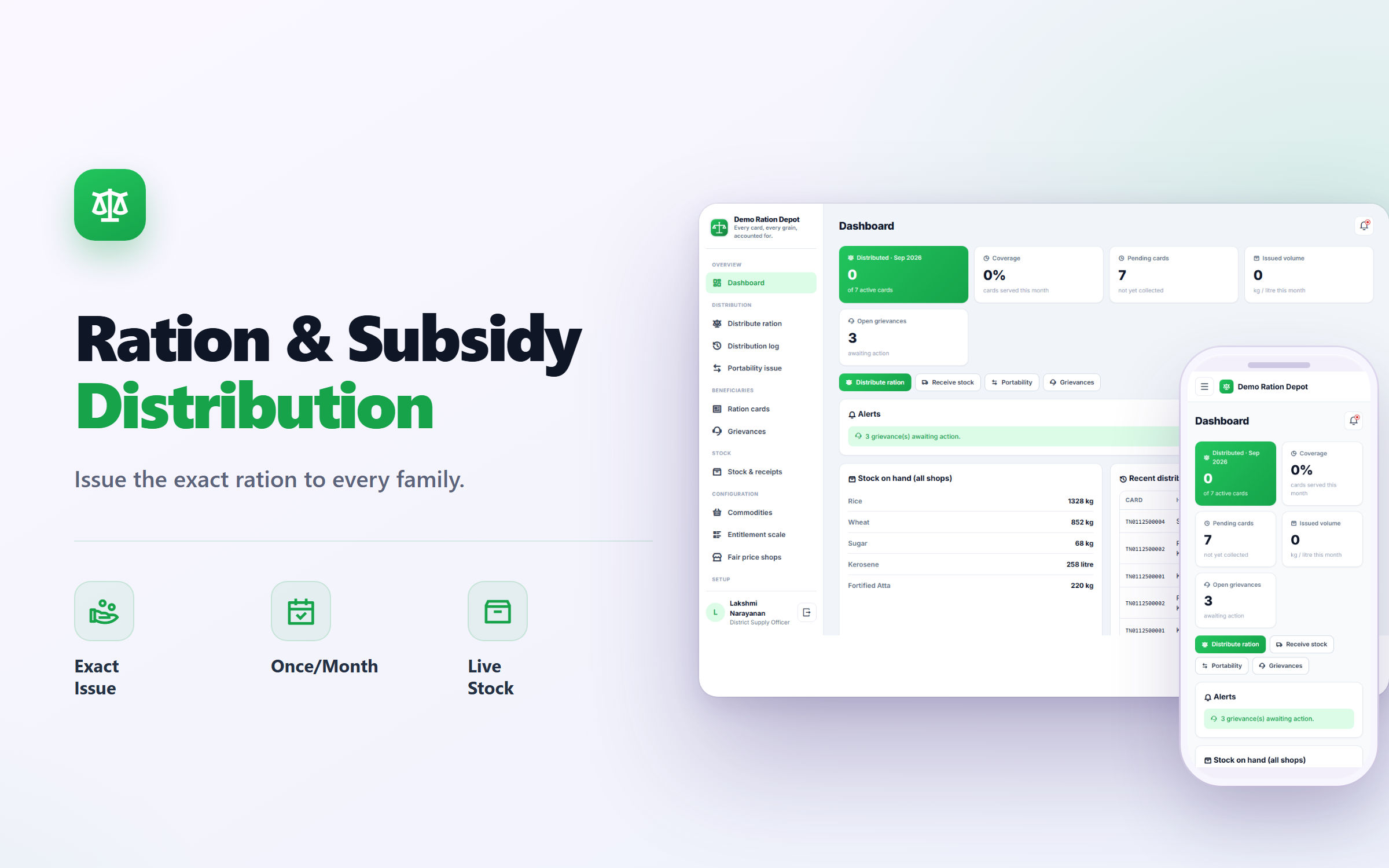 Ration & Subsidy Distribution Software