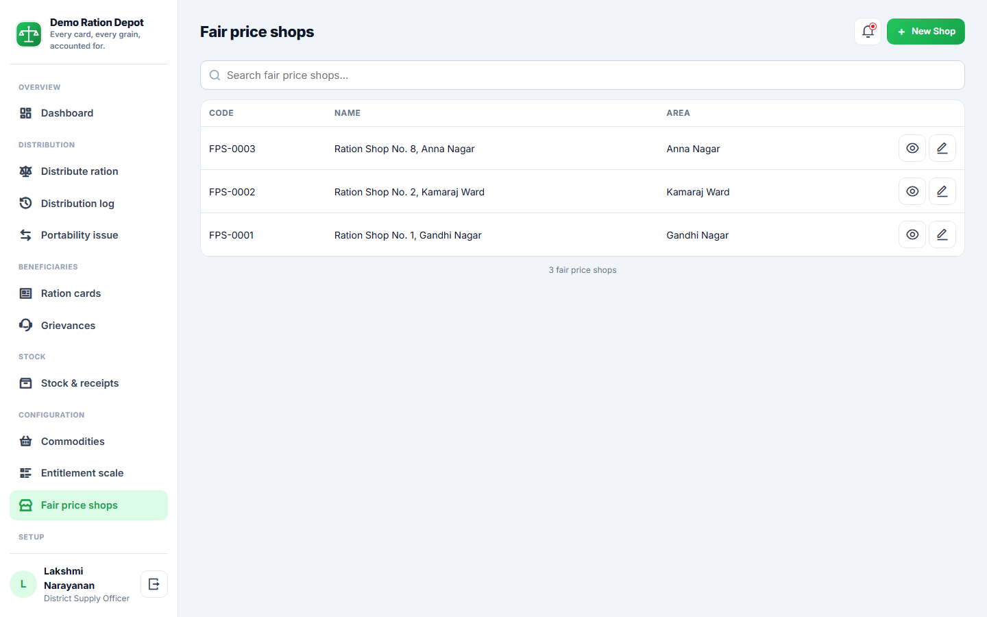 Ration & Subsidy Distribution Software screenshot
