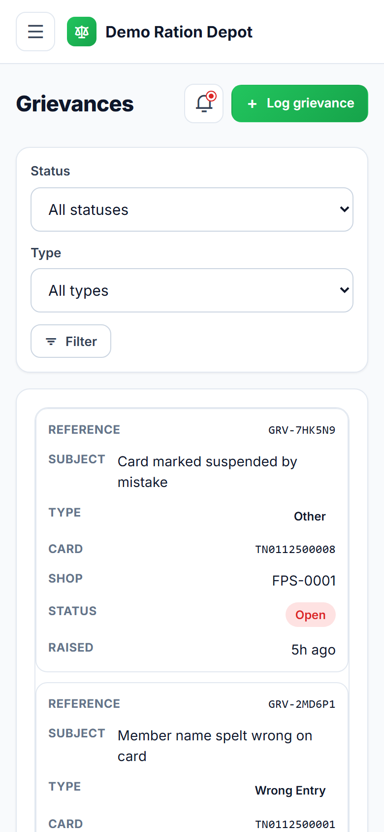 Ration & Subsidy Distribution Software screenshot