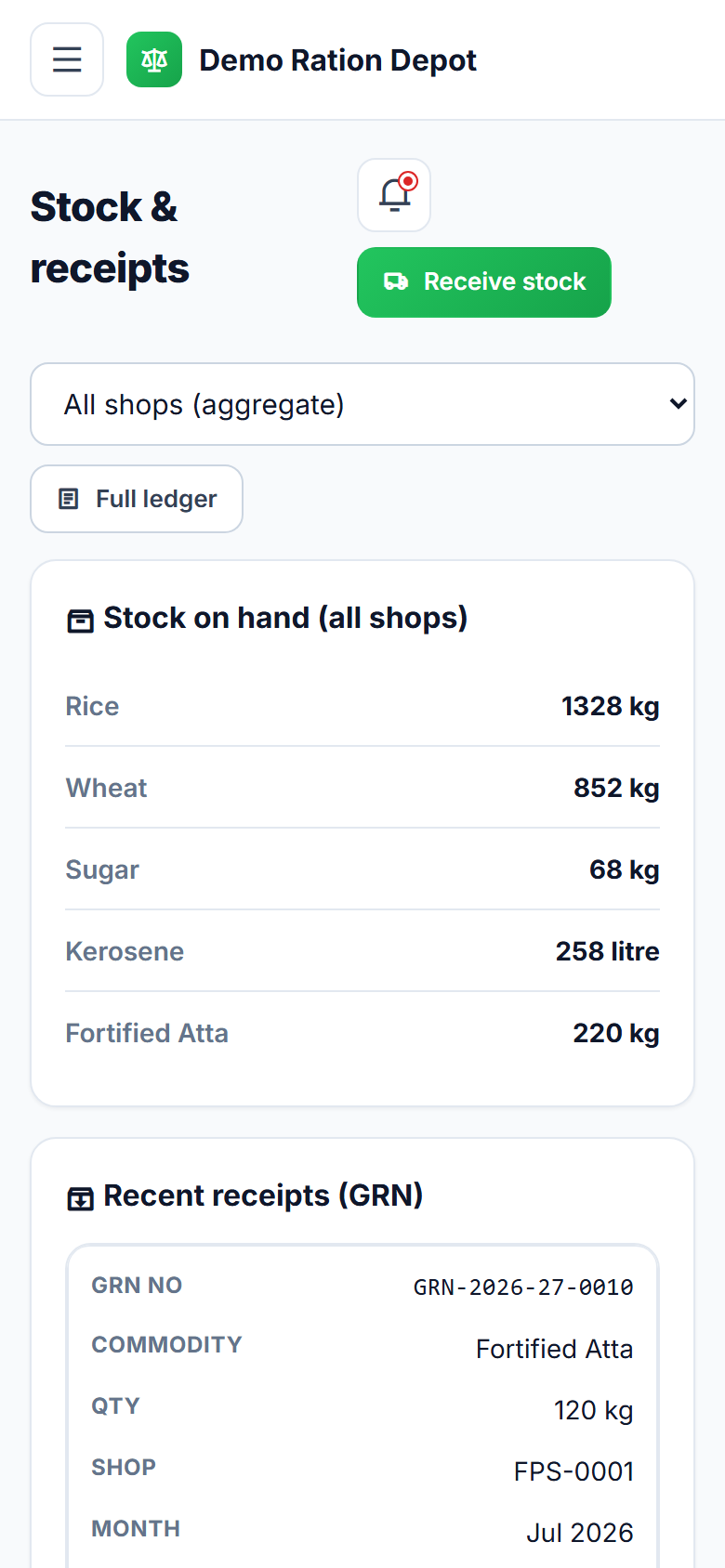 Ration & Subsidy Distribution Software screenshot